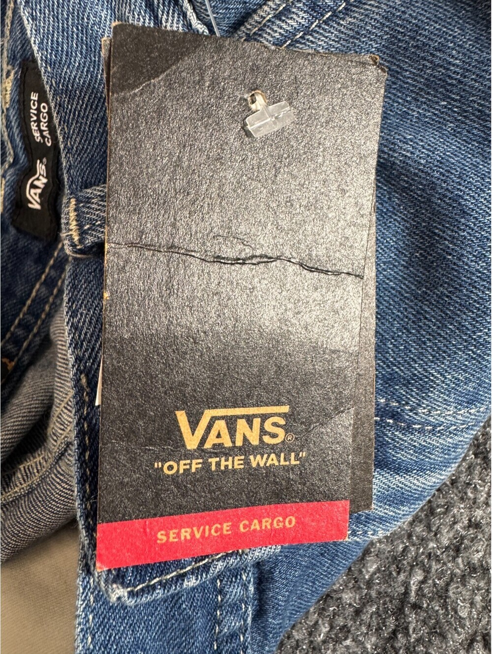 Vans Service Women's Cargo Pants 29 Indigo Blue Denim Loose Tapered Fit Wide Leg - Picture 9 of 10